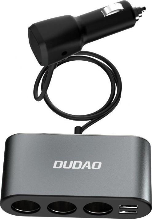 Produktbild Dudao car charger 2x USB / 3x cigarette lighter splitter black (R1Pro black)