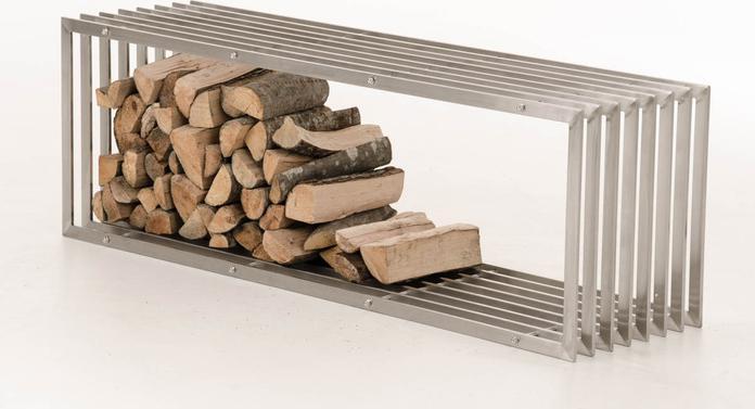Image du produit CLP Support pour bois de chauffage Irving 40x50x150, acier inoxydable (40 x 50 x 150 cm)