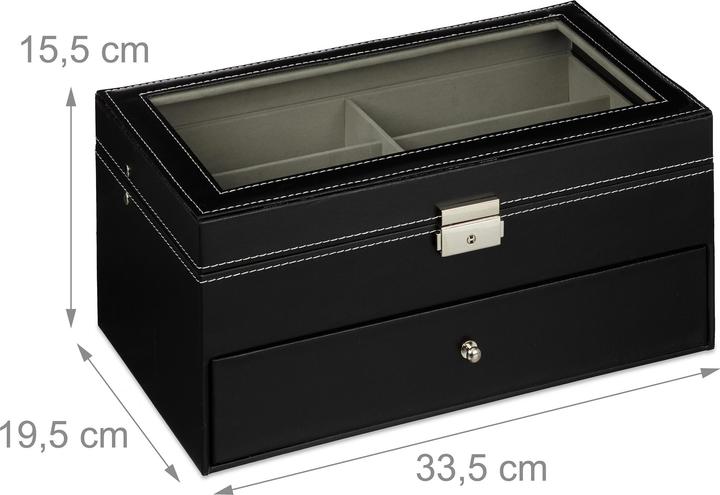 Image du produit Relaxdays Boîte à lunettes pour 12 paires, cuir artificiel