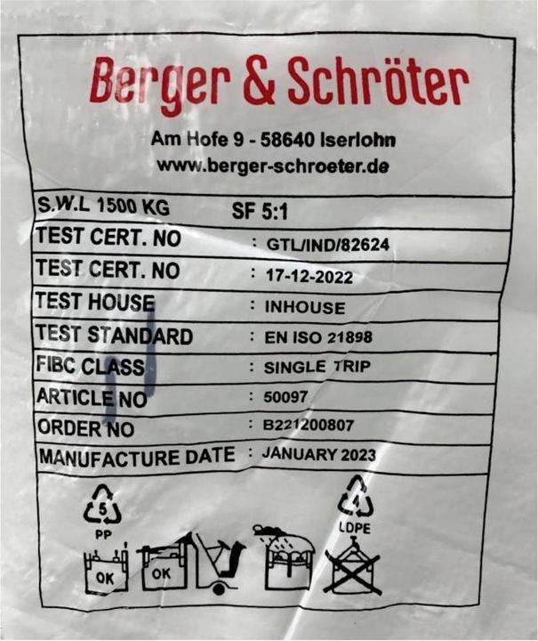 Actual product image Berger & Schröter big bag (750 l)