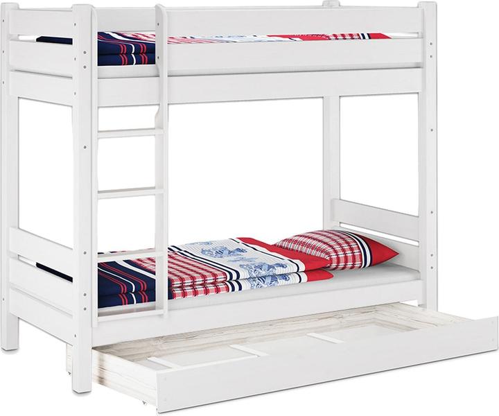 Produktbild Erst-Holz Hochbett Kiefer weiss 90x200 Etagenbett stabil teilbar Rollrost Bettkasten 60.16-09WT100MS1 (90 x 200 cm)