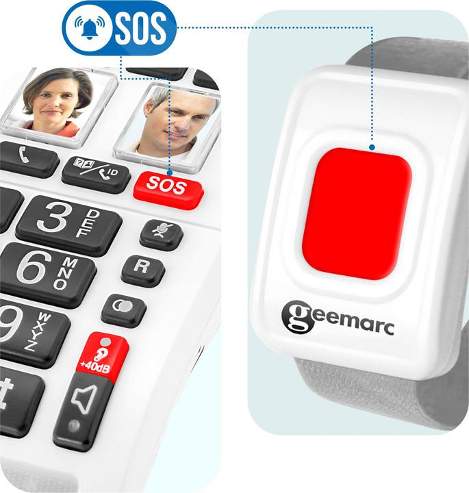 Actual product image Geemarc CL610 Corded emergency telephone with SOS wristband