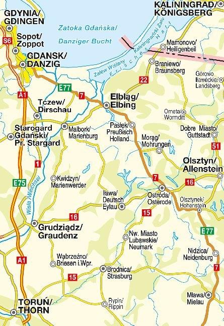 Produktbild Strassenkarte Polen, West-Ost-Preussen
