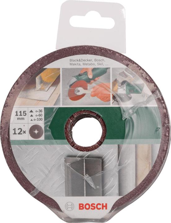 Produktbild Bosch Zubehör 12tlg. Fiberschleifscheiben-Set für Winkelschleifer, Korund D = 115 mm K = 36-100 12 Stck. (36, 60, 100)