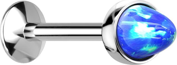 Actual product image Star Piercing Micro Labret internal thread silver Opal Cone blue (without brass, Surgical steel 316L)