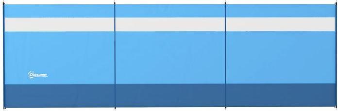 Produktbild Swisshandel24 Windschutz mit Sichtfenster und Tragetasche, Stahlstangen, 440x140cm, Blau (440 cm)