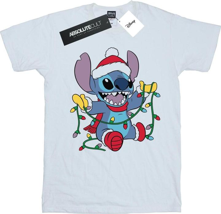 Actual product image Disney Girls Lilo And Stitch Christmas Lights Cotton T-Shirt (140, 146)