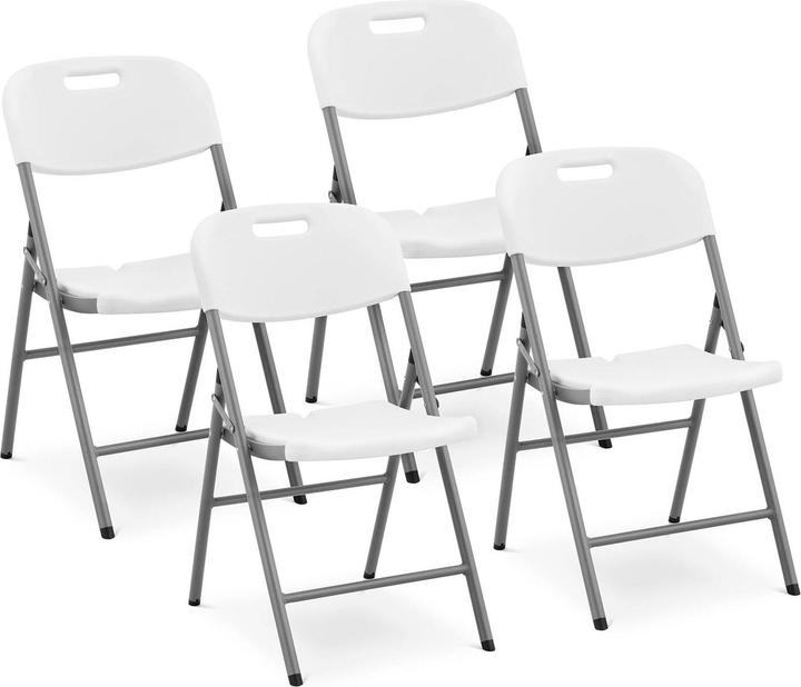 Produktbild Royal Catering 4er-Set Klappstühle Faltstuhl Stuhl klappbar 180 kg Stahl Polyethylen weiss