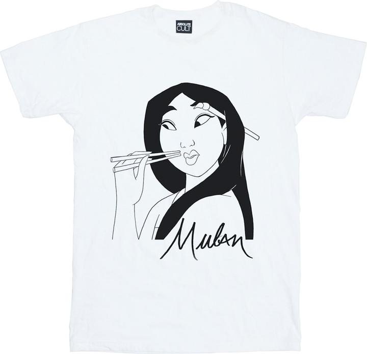 Actual product image Disney Womens/Ladies Mulan Chopsticks Cotton Boyfriend T-Shirt (M)