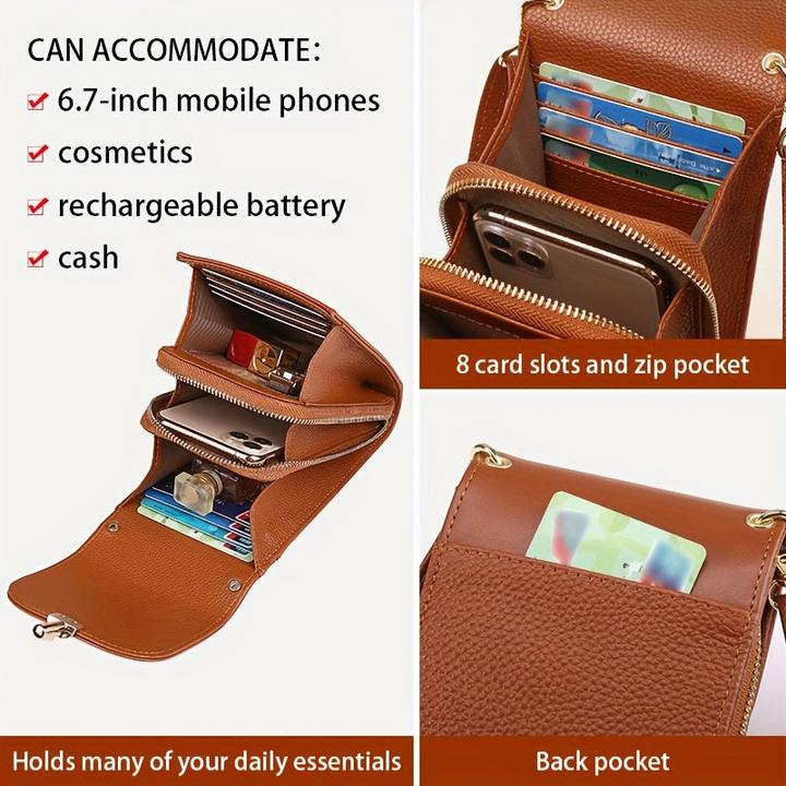 Image du produit Only-Bags.Store Étui pour téléphone portable en cuir véritable, sac à bandoulière, sac à bandoulière, 8 fentes pour