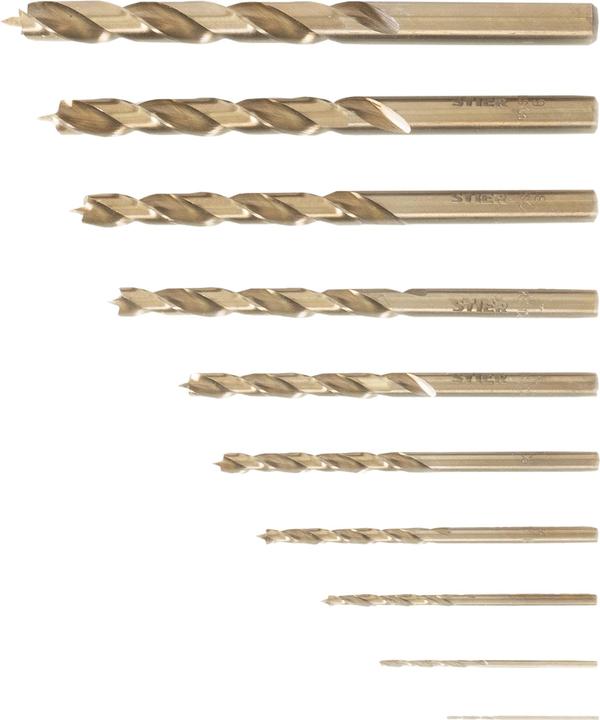 Image du produit Stier Jeu de 10 mèches à bois HSS Co, 1-10 mm (5 mm, 6 mm, 7 mm, 8 mm, 9 mm, 10 mm, 1 mm, 2 mm, 3 mm, 4 mm)