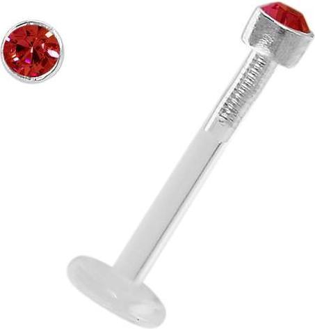 Image du produit Bijouteria Piercing pour lèvre/Tragus (Bioplastique, Argent 925, Cristal Swarovski)