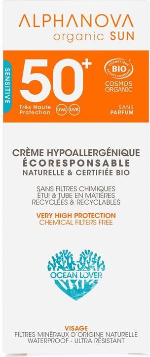 Immagine prodotto Alphanova SUN Face Organic SPF50+ ipoallergenico (Crema solare viso, SPF 50+, 50 g)