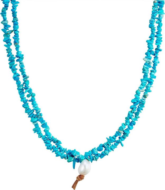 Valero Pearls Damen Sterling Silber Türkis (rek.) Süsswasser-Zuchtperle silber 45,0 cm - 28661 (Sterling Silber, 45 cm)