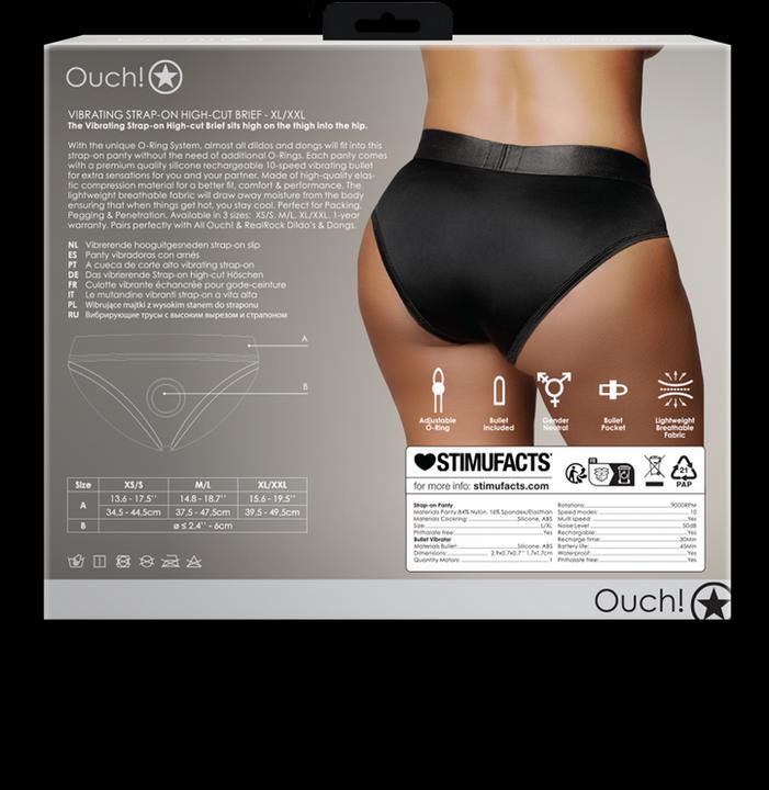 Actual product image Ouch! Vibrating Strap-on High-cut Brief - XL/XXL