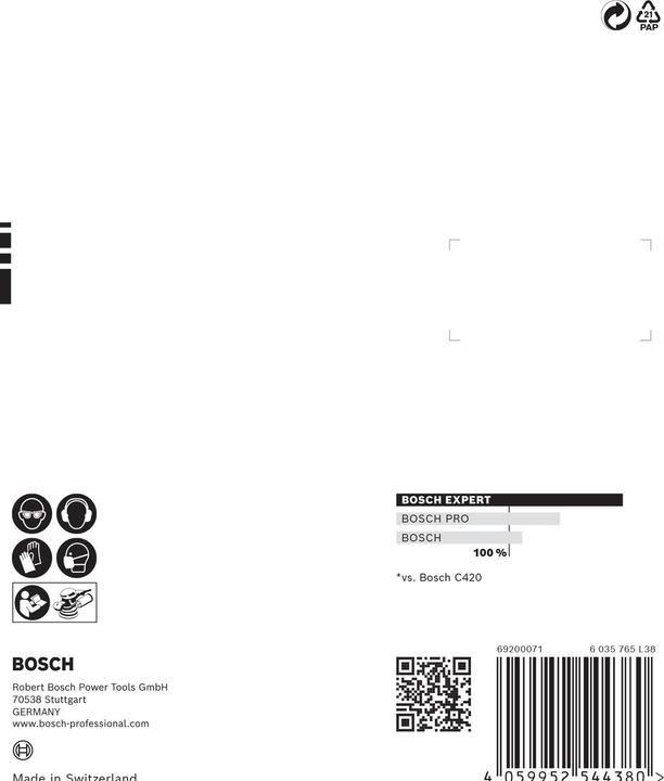 Image du produit Bosch Professional Zubehör Papier abrasif Expert C470 multi-trous pour ponceuse excentrique, 125 mm, G 400, 5 pcs. (400)