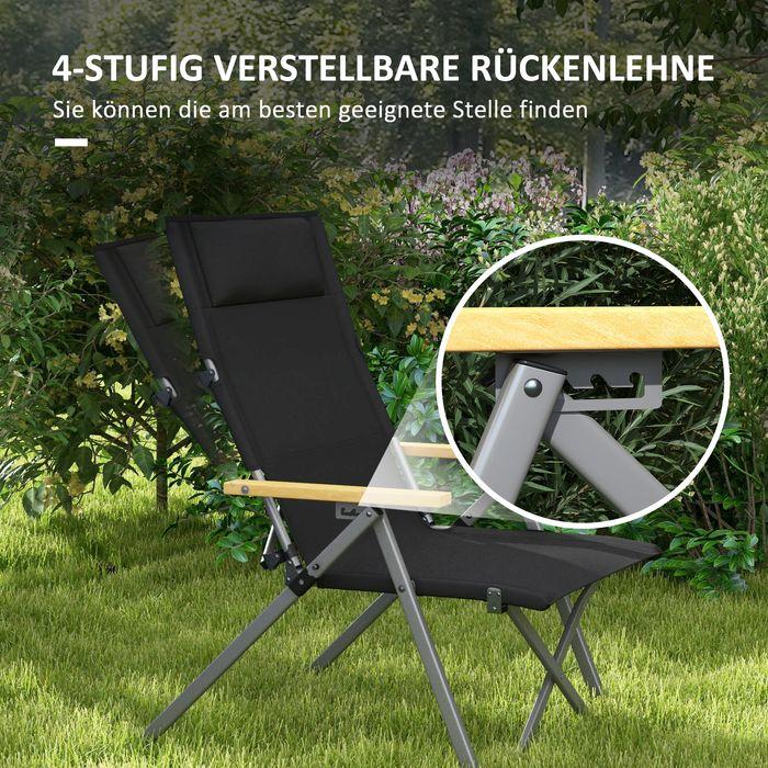 Actual product image Swisshandel24 Campingstuhl faltbar, 4-fach verstellbare Rückenlehne, Kopfstütze, Schwarz