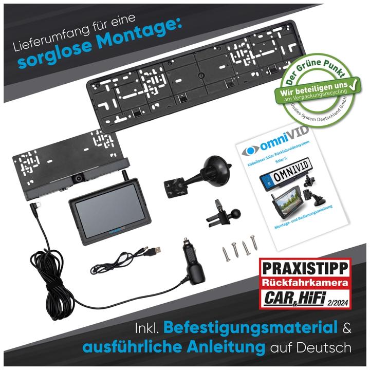Actual product image OmniVID Solar5 Kabelloses Solar-Rckfahrvideosystem