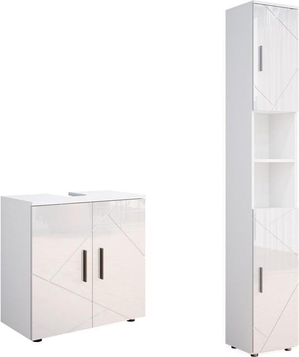 Vichy Bathroom furniture set Irma, White High Gloss/White, 2 parts, with tall unit