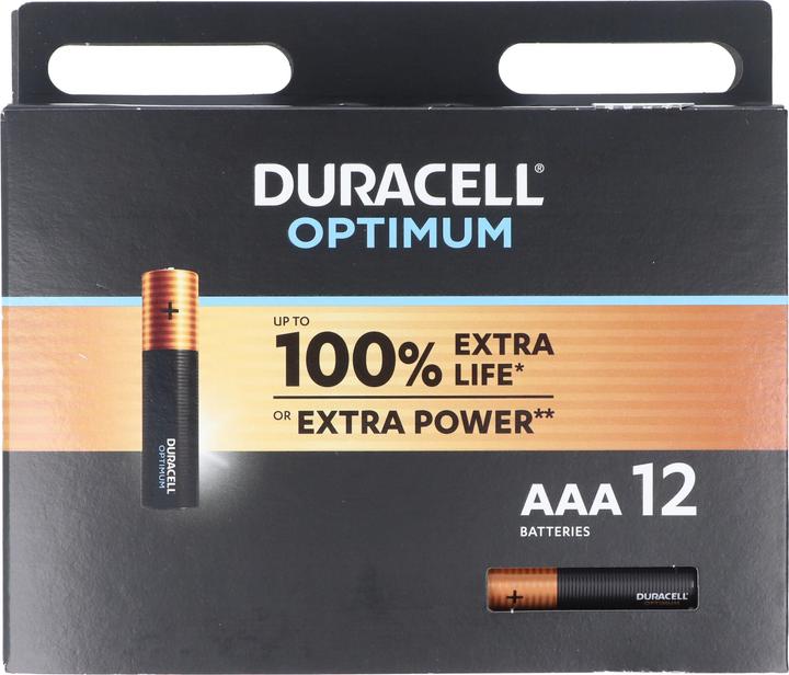 Produktbild Duracell Optimum AAA Mignon Alkaline-Batterien, 1.5V LR03 MX2400, 12er-Pack (12 Stk., AA)