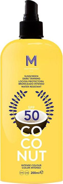 Produktbild Mediterraneo Sun COCONUT sunscreen dark tanning SPF50 200 ml (Sonnencreme, SPF 50, 200 ml, 105 g)