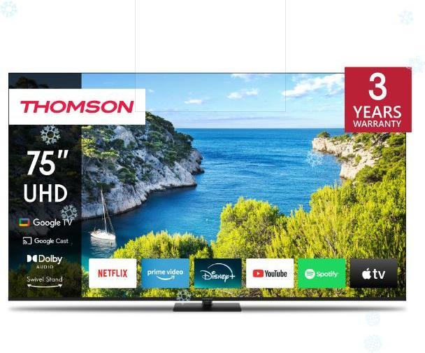 Produktbild Thomson TV 75 4k Smart UHD T2/C2s2 Google TV Frameless Piede (75", LED, 4K)