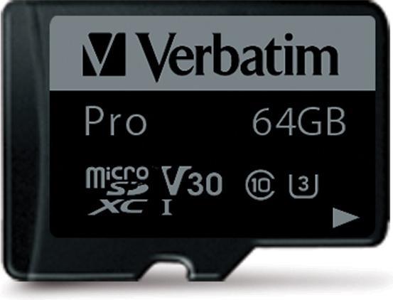 Image du produit Verbatim Pro (64 Go, microSDXC, U3, UHS-I)