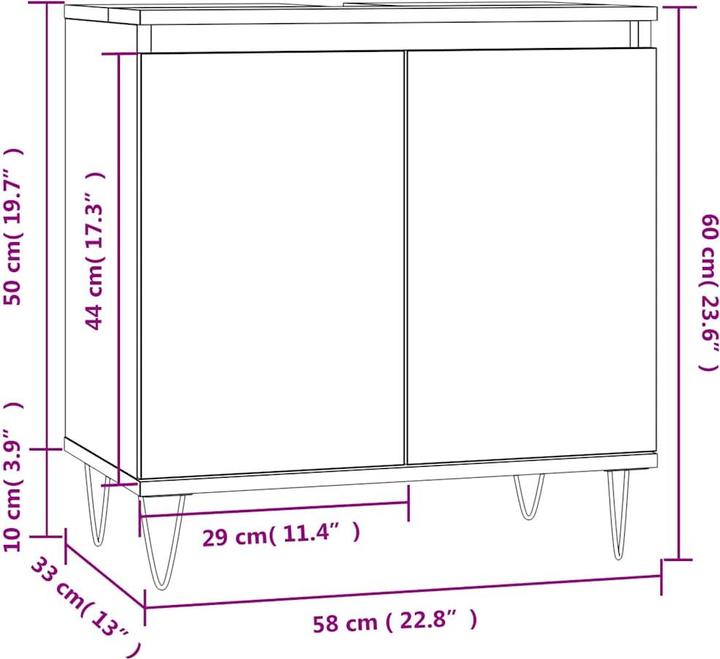 Produktbild VidaXL Badschrank Braun Eichen-Optik 58x33x60 cm Holzwerkstoff (58 x 33 x 60 cm)