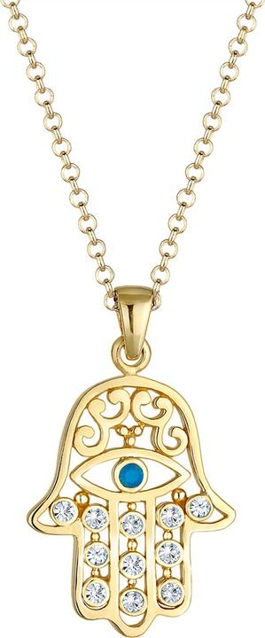 Image du produit Elli Collier Hamsa main de Fatima Evil Eye cristaux 925 argent (Cristal de verre, Argent 925 sterling plaqué or, 60 cm)