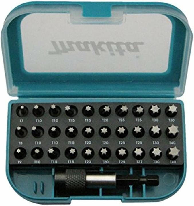 Makita P-73352 Bit-Set 31 parts indoor TORX (Hexagon socket TX M7, Hexagon socket TX M8, Hexagon socket TX M9, Hexagon socket TX M10, Hexagon socket TX M15, Hexagon socket TX M20, Hexagon socket TX M25, Hexagon socket TX M27, Hexagon socket TX M30, Hexagon socket TX M40)