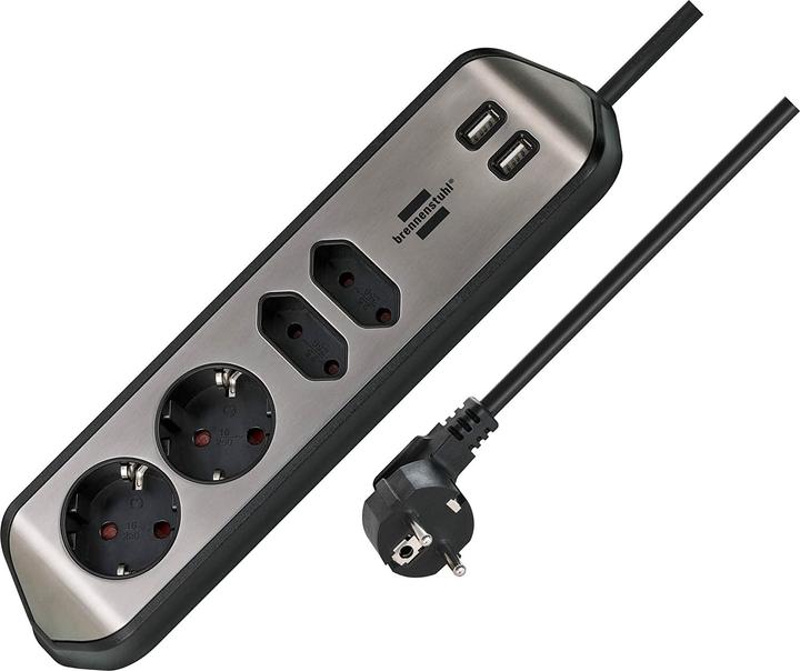 Actual product image Brennenstuhl Power strip (6 x, USB-A, 2 m)