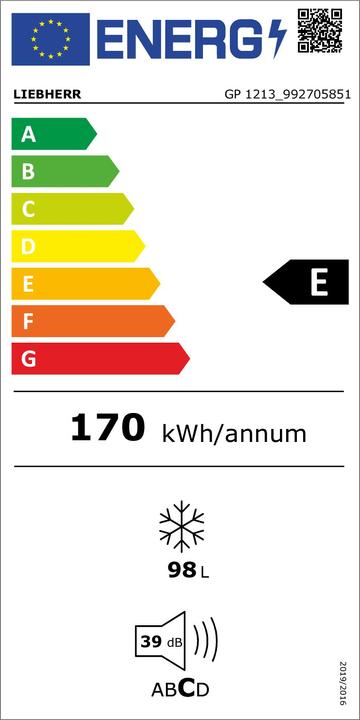 Label énergétique Liebherr GP 1213 Comfort Congélateur indépendant E (Autonome, 98 l)