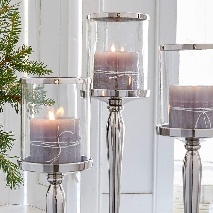 Produktbild Loberon Kerzenständer 3er Set Serres silber/klar (50 x 13 cm)