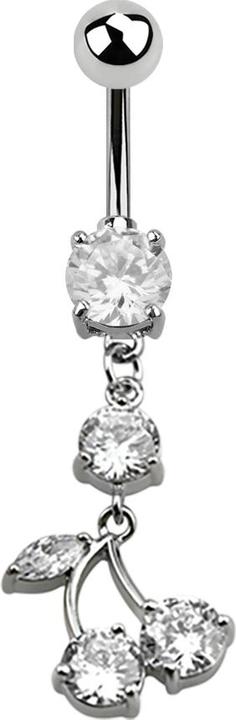 Star Piercing Banane silber mit Anhänger Kirsche silber (ohne Messing, Chirurgenstahl 316L)
