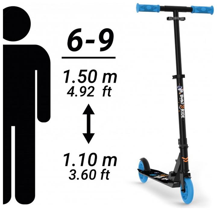 Actual product image Buki France Ride Space 125mm With Safety Pack - Folding Aluminium Skate Set Blue for children 6-