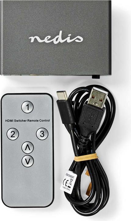 Produktbild Nedis HDMI ™ Schalter | 3-Port port(s) | 3x HDMI™ Eingang | HDMI™ Ausgang | 8K@60Hz | 45 Gbps | fern