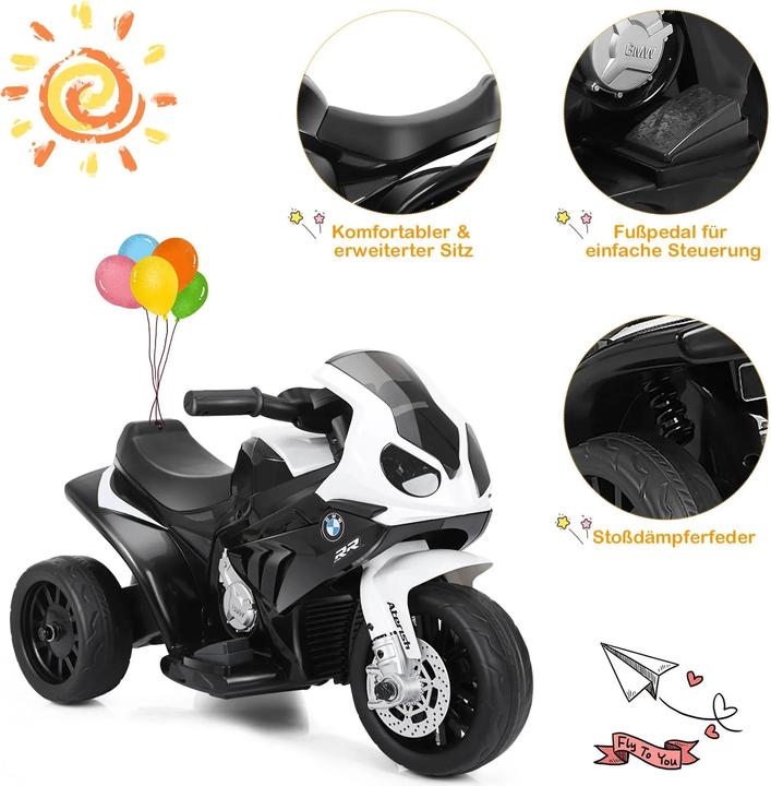Image du produit Homcom Kinder Elektro Motorrad mit Licht- und Soundeffekte BMW S1000 RR Weiss (6 V)