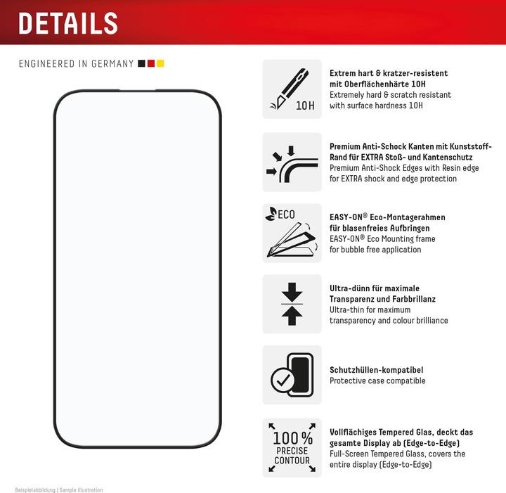 Voedingswaarden en ingrediënten Displex Premium glas, volledig gepantserd glas (1 Stuk, Apple iPhone 16)