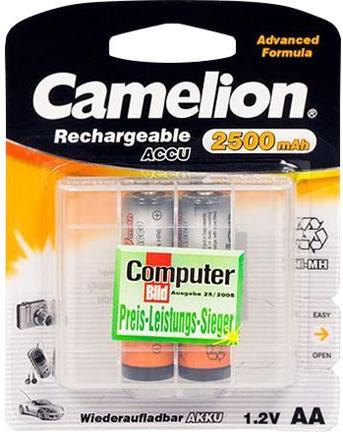 Image du produit Camelion AA/HR6, 2500 mAh, Piles rechargeables Ni-MH, 2 pc(s) (2 pcs, AA, 2500 mAh)