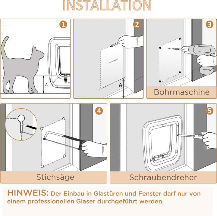 Produktbild PawHut Haustiertür mit 4 Wege Verriegelungssystem (Manuelle Katzenklappe)