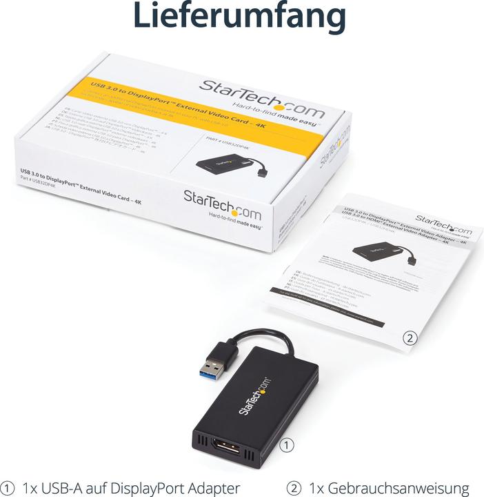 Produktbild StarTech USB A – Displayport (USB 3.0, 9 cm)