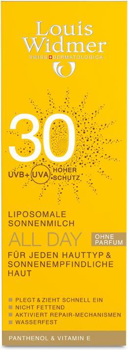 Immagine prodotto Louis Widmer Latte solare per tutto il giorno non profumato (Latte solare, SPF 30, 100 ml, 137 g)