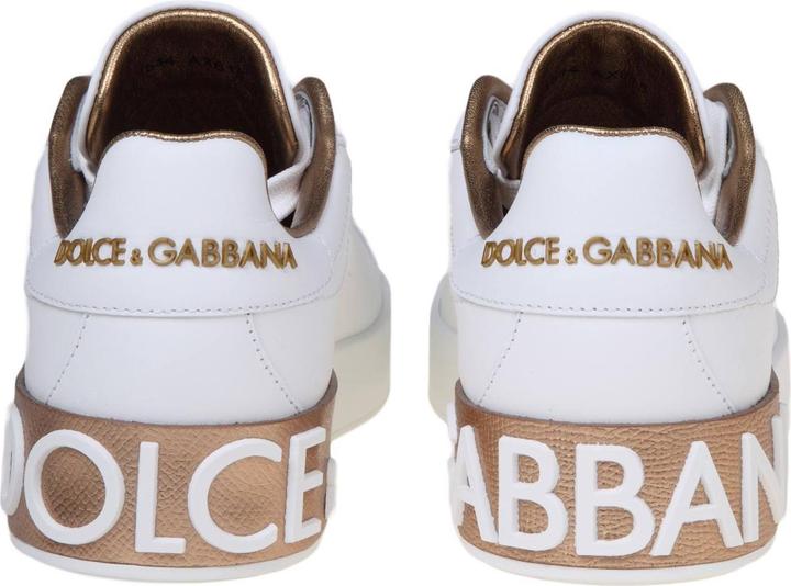 Produktbild Dolce & Gabbana portofino sneakers in white and gold leather (41)