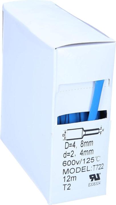 Produktbild Kalitec 12m Schrumpfschlauch blau von 4,8mm auf 2,4mm I 2:1 I Industriequalität vom deutschen Händler (1 x)