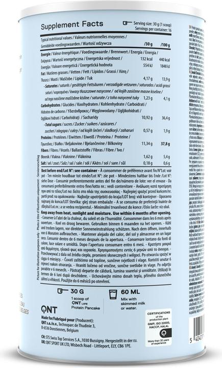 Nutritional values and ingredients QNT Protein Pancake (Chocolate, 1 pcs., 500 g)