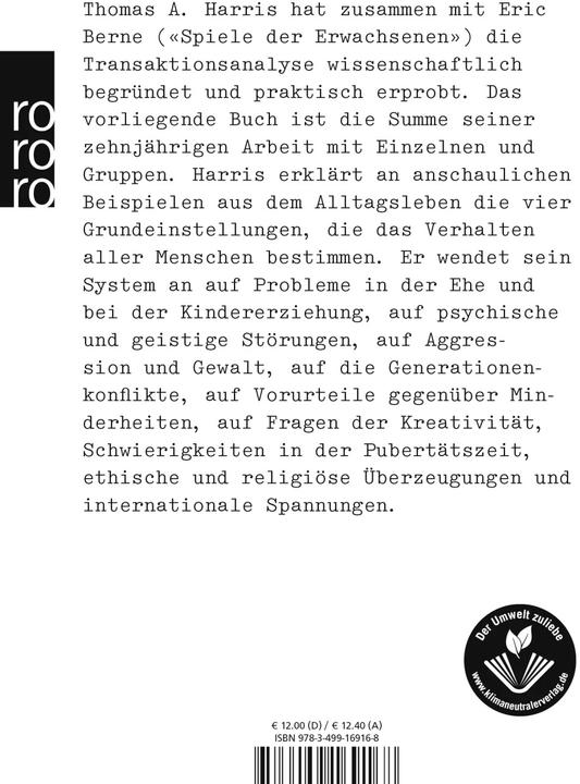 Immagine prodotto Ich bin o.k. Du bist o.k. (Tedesco, Thomas A. Harris, 1976)