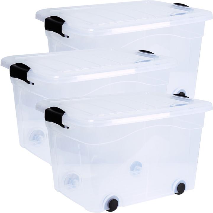 Produktbild Siena Home 3 er Set Aufbewahrungsbox 20 l mit Rollen (45 x 33.5 x 25 cm, 42 l)