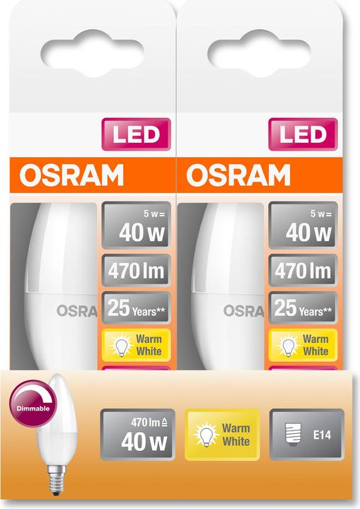 Immagine prodotto Osram Superstar Classic B (E14, 40 W, 470 lm, 1 x, F)