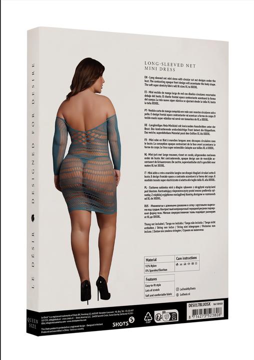 Productafbeelding Le Désir Net Mini-jurk met lange mouwen - Queen Size (XL, XXL, 3XL, 4XL)