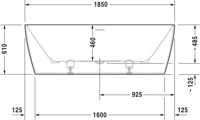 Produktbild Duravit Badewanne DURASQUARE 1850x850mm freist 2 Rückenschrägen weiss (250 l, 185 cm, 85 cm)